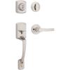 imageKwikset Henley Front Door Lock Handle and Deadbolt Set Entry Handleset Exterior with Interior Reversible Lever Matte Black Pick Resistant SmartKey Rekey Deadbolt Security with Microban ProtectionSatin Nickel