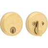 imageKwikset Hometown Deadbolt Lock Satin Brass Round Exterior Keyed Front Entry Door Pick Resistant SmartKey Rekey Security Single Cylinder Dead Bolt Door Lock with Microban ProtectionSatin Brass