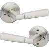 imageKwikset Perth Entry Door Handle with Lock and Key Secure Keyed Reversible Lever Exterior for Front Entrance and Bedrooms Satin Nickel Pick Resistant Smartkey Rekey Security and MicrobanSatin Nickel
