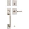 imageKwikset Prava Front Door Lock Handle and Deadbolt Set Entry Handleset Exterior with Interior Reversible Lever Satin Brass Pick Resistant SmartKey Rekey Deadbolt Security with Microban ProtectionSatin Nickel