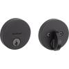 imageKwikset Uptown Deadbolt Lock Satin Brass Round Exterior Keyed Front Entry Door Pick Resistant SmartKey Rekey Security Single Cylinder Dead Bolt with Microban ProtectionMatte Black