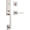 imageKwikset Vancouver Front Door Lock Handle and Deadbolt Set Entry Handleset Exterior with Interior Reversible Lever Satin Nickel Pick Resistant SmartKey Rekey Deadbolt SecuritySatin Nickel