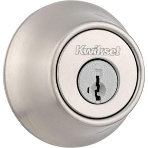 imageKwikset 660 Contemporary Deadbolt Deadbolt Lock Satin Nickel Square Exterior Keyed Front Entry Door Pick Resistant SmartKey Rekey Security Single Cylinder Dead Bolt with Microban ProtectionSatin Nickel