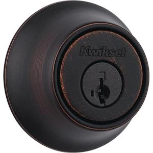 imageKwikset 660 Contemporary Deadbolt Deadbolt Lock Satin Nickel Square Exterior Keyed Front Entry Door Pick Resistant SmartKey Rekey Security Single Cylinder Dead Bolt with Microban ProtectionVenetian Bronze