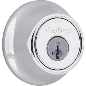 imageKwikset 660 Deadbolt Deadbolt Lock Matte Black Round Exterior Keyed Front Entry Door Pick Resistant SmartKey Rekey Security Single Cylinder Dead BoltPolished Chrome