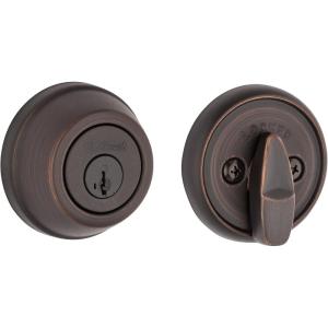 imageKwikset 780 Deadbolt Lock Polished Brass Round Exterior Keyed Front Entry Door Pick Resistant SmartKey Rekey Security Single Cylinder Dead Bolt with Microban ProtectionVenetian Bronze