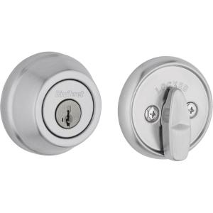 imageKwikset 780 Deadbolt Lock Polished Brass Round Exterior Keyed Front Entry Door Pick Resistant SmartKey Rekey Security Single Cylinder Dead Bolt with Microban ProtectionSatin Chrome