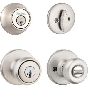 imageKwikset 96900381 690T 15 SMT BBPKG Satin Nickel Tylo Entry Combo Set
