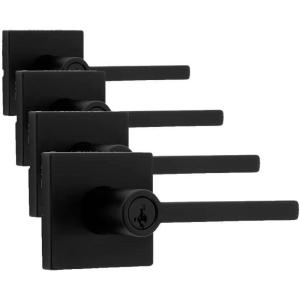 imageKwikset 991 Halifax Keyed Entry Lever and Single Cylinder Deadbolt Combo Pack featuring SmartKey Security in Satin NickelMatte Black