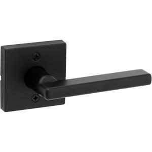 imageKwikset Halifax Entry Door Handle with Lock and Key Secure Keyed Reversible Lever Exterior For Front Entrance and Bedrooms Matte Black Pick Resistant Smartkey Rekey Security and MicrobanMatte Black