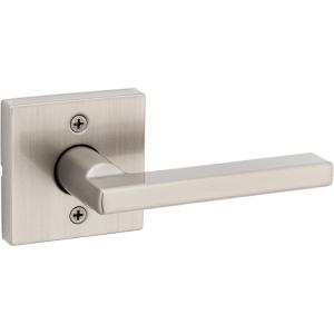 imageKwikset Halifax Entry Door Handle with Lock and Key Secure Keyed Reversible Lever Exterior For Front Entrance and Bedrooms Matte Black Pick Resistant Smartkey Rekey Security and MicrobanSatin Nickel