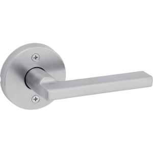 imageKwikset Halifax Entry Door Handle with Lock and Key Secure Keyed Reversible Lever Exterior for Front Entrance and Bedrooms Satin Brass Pick Resistant Smartkey Rekey Security and MicrobanSatin Chrome