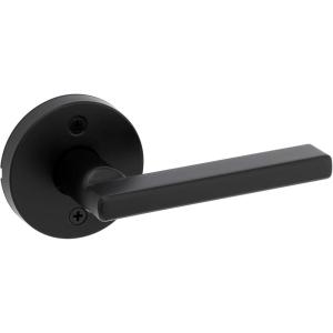 imageKwikset Halifax Entry Door Handle with Lock and Key Secure Keyed Reversible Lever Exterior for Front Entrance and Bedrooms Satin Brass Pick Resistant Smartkey Rekey Security and MicrobanMatte Black