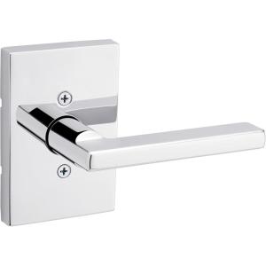 imageKwikset Halifax Interior Privacy Door Handle with Lock Door Lever For Bathroom and Bedroom Matte Black Reversible Keyless Push Button Lock Door Lever with Microban ProtectionPolished Chrome