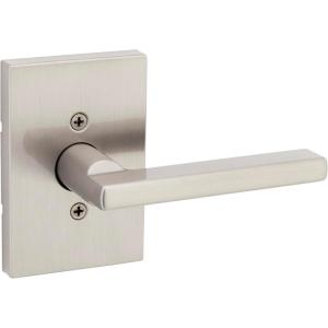 imageKwikset Halifax Interior Privacy Door Handle with Lock Door Lever For Bathroom and Bedroom Matte Black Reversible Keyless Push Button Lock Door Lever with Microban ProtectionSatin Nickel