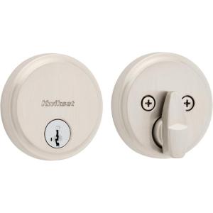 imageKwikset Hometown Deadbolt Lock Satin Brass Round Exterior Keyed Front Entry Door Pick Resistant SmartKey Rekey Security Single Cylinder Dead Bolt Door Lock with Microban ProtectionSatin Nickel