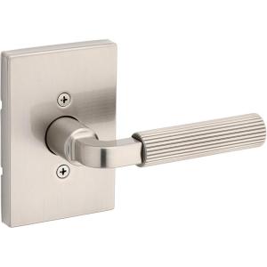 imageKwikset Mirada Reeded Interior Privacy Door Handle with Lock Handle for Bathroom and Bedroom Satin Brass Reversible Keyless Push Button Lock with Microban ProtectionSatin Nickel