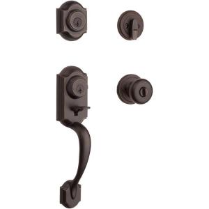 imageKwikset Montara Front Door Lock Handle and Deadbolt Set Entry Handleset Exterior with Interior Door Knob Satin Nickel Pick Resistant SmartKey Rekey Deadbolt SecurityVenetian Bronze