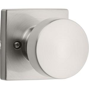 imageKwikset Pismo Entry Door Knob with Lock and Key Secure Keyed Handle Exterior Front Entrance and Bedroom Matte Black Pick Resistant SmartKey Rekey Security and MicrobanSatin Nickel