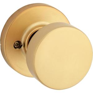 imageKwikset Pismo Interior Passage Door Knob Handle For Closet and Hallway Doors NonLocking Doorknob in Satin Nickel with Microban ProtectionSatin Brass