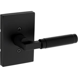 imageKwikset Prava Entry Door Knurled Handle with Lock and Key Secure Keyed Reversible Lever Exterior for Front Entrance and Bedrooms Satin Brass Pick Resistant Smartkey Rekey Security and MicrobanMatte Black