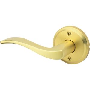 imageKwikset Sedona Interior Passage Door Handle Lever for Closet and Hallway Doors Reversible NonLocking Handle Lever Matte Black with Microban ProtectionSatin Brass