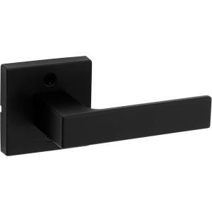 imageKwikset Singapore Interior Privacy Door Handle with Lock Door Lever for Bathroom and Bedroom Satin Brass Reversible Keyless Push Button Lock Door Lever with Microban ProtectionMatte Black
