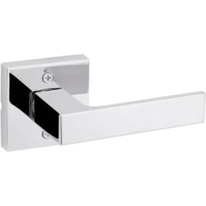 imageKwikset Singapore Interior Privacy Door Handle with Lock Door Lever for Bathroom and Bedroom Satin Brass Reversible Keyless Push Button Lock Door Lever with Microban ProtectionPolished Chrome