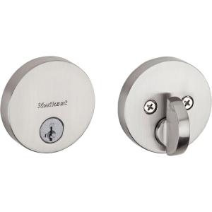 imageKwikset Uptown Deadbolt Lock Satin Brass Round Exterior Keyed Front Entry Door Pick Resistant SmartKey Rekey Security Single Cylinder Dead Bolt with Microban ProtectionSatin Nickel