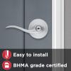 imageKwikset 991 Tustin Entry Lever and Single Cylinder Deadbolt Combo Pack featuring SmartKey in Venetian Bronze 99910041Satin Chrome