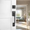 imageKwikset Amador Front Door Lock Handle and Deadbolt Set Entry Handleset Exterior with Casey Reversible Lever Matte Black Pick Resistant SmartKey Rekey Deadbolt Security with Microban ProtectionMatte Black