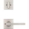 imageKwikset Amador Front Door Lock Handle and Deadbolt Set Entry Handleset Exterior with Casey Reversible Lever Matte Black Pick Resistant SmartKey Rekey Deadbolt Security with Microban ProtectionSatin Nickel