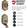 imageKwikset Belleview Front Door Lock Handle and Deadbolt Set Entry Handleset Exterior with Interior Door Knob Satin Nickel Pick Resistant SmartKey Rekey Deadbolt SecurityAntique Brass