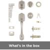 imageKwikset Belleview Front Door Lock Handle and Deadbolt Set Entry Handleset Exterior with Interior Door Knob Satin Nickel Pick Resistant SmartKey Rekey Deadbolt SecuritySatin Nickel