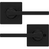 imageKwikset Casey Interior Passage Door Handle 2 Pack Lever for Closet and Hallway Doors Reversible NonLocking Handle Lever Matte Black with Microban Protection