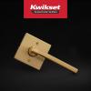 imageKwikset Halifax Dummy Door Handle Single Sided Lever for Closets French Double Doors and Pantry Satin Brass NonTurning Reversible Interior PushPull Lever with Microban Protection Square RoseDummy