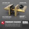 imageKwikset Halifax Dummy Door Handle Single Sided Lever for Closets French Double Doors and Pantry Satin Brass NonTurning Reversible Interior PushPull Lever with Microban Protection Square RoseDummy
