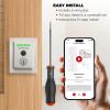 imageKwikset Halo Touch Fingerprint WiFi Smart Lock Keyless Entry Door Low Profile Deadbolt Geofence AutoUnlock Grade AAA Certified No Hub Easy Install Matte Black Lifetime Finish Warranty SquareSatin Nickel