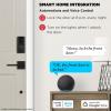 imageKwikset Halo Touch Fingerprint WiFi Smart Lock Keyless Entry Door Low Profile Deadbolt Geofence AutoUnlock Grade AAA Certified No Hub Easy Install Satin Nickel Lifetime Finish Warranty SquareMatte Black