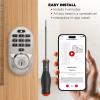 imageKwikset Halo WiFi Smart Lock Keyless Entry Door Deadbolt Geofence AutoUnlock Grade AAA Certified No Hub Easy Install Satin Nickel Lifetime Finish Warranty Backlit KeypadSatin Nickel