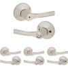 imageKwikset Henley Entry Door Handle with Lock and Key Secure Keyed Reversible Lever Exterior For Front Entrance and Bedrooms Satin Nickel Pick Resistant Smartkey Rekey Security and MicrobanSatin Nickel