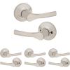 imageKwikset Henley Entry Door Handle with Lock and Key Secure Keyed Reversible Lever Exterior For Front Entrance and Bedrooms Satin Nickel Pick Resistant Smartkey Rekey Security and MicrobanSatin Nickel
