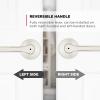 imageKwikset Henley Entry Door Handle with Lock and Key Secure Keyed Reversible Lever Exterior For Front Entrance and Bedrooms Satin Nickel Pick Resistant Smartkey Rekey Security and MicrobanSatin Nickel
