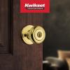 imageKwikset Juno Entry Door Knob with Lock and Key Secure Keyed Handle Exterior Front Entrance and Bedroom Polished Brass Pick Resistant SmartKey Rekey SecurityPolished Brass