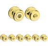 imageKwikset Juno Entry Door Knob with Lock and Key Secure Keyed Handle Exterior Front Entrance and Bedroom Polished Brass Pick Resistant SmartKey Rekey SecurityPolished Brass