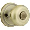 imageKwikset Juno Entry Door Knob with Lock and Key Secure Keyed Handle Exterior Front Entrance and Bedroom Polished Brass Pick Resistant SmartKey Rekey SecurityAntique Brass