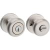 imageKwikset Juno Entry Door Knob with Lock and Key Secure Keyed Handle Exterior Front Entrance and Bedroom Polished Brass Pick Resistant SmartKey Rekey SecuritySatin Nickel