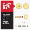 imageKwikset Juno Entry Door Knob with Lock and Key Secure Keyed Handle Exterior Front Entrance and Bedroom Polished Brass Pick Resistant SmartKey Rekey SecurityPolished Brass