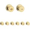 imageKwikset Juno Entry Door Knob with Lock and Key Secure Keyed Handle Exterior Front Entrance and Bedroom Polished Brass Pick Resistant SmartKey Rekey SecurityPolished Brass