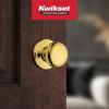 imageKwikset Juno Entry Door Knob with Lock and Key Secure Keyed Handle Exterior Front Entrance and Bedroom Polished Brass Pick Resistant SmartKey Rekey SecurityPolished Brass